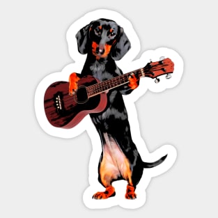 Ukulele Weenie Dog Sticker